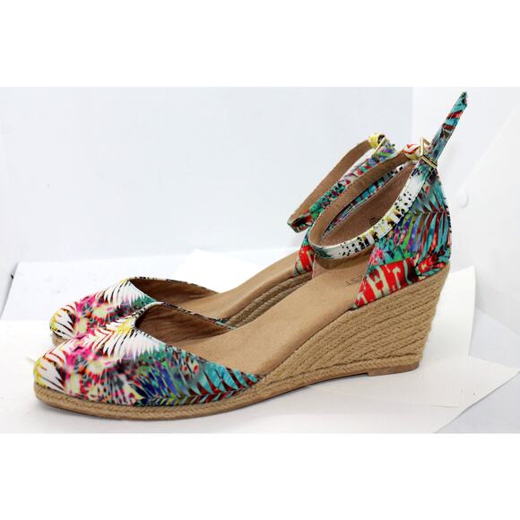 Nine West ChickFlic Tropical Print Wedge Espadrilles sz 10M NEW - Picture 1 of 5